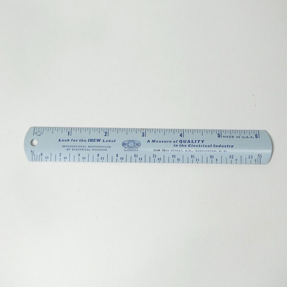 Metal Ruler 6" IBEW International Brotherhood of Electrical Workers Union Vtg